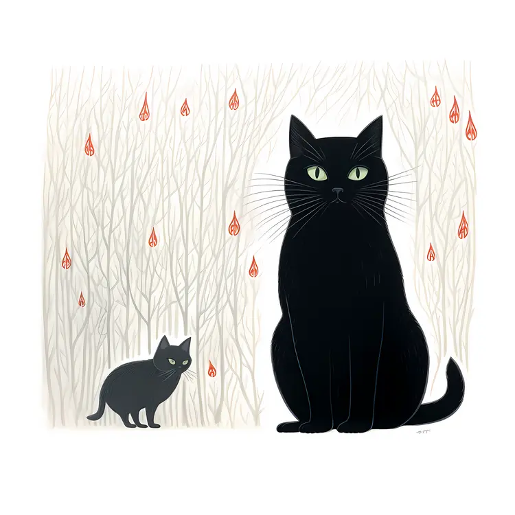 Two black cats in a forest