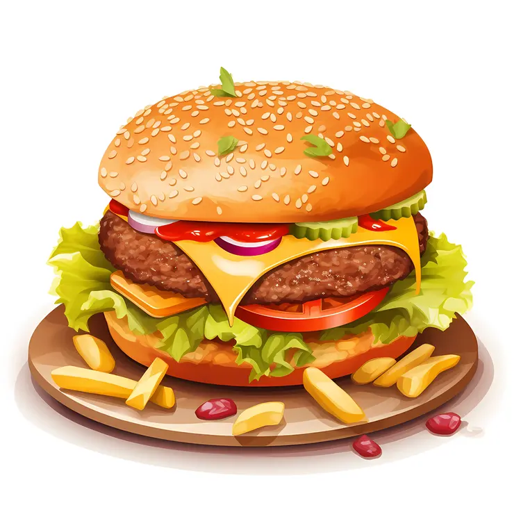 Appetizing Cheeseburger with Fries