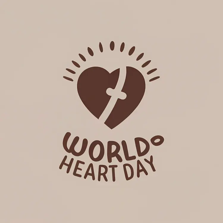 World Heart Day Symbol with Heart and Rays