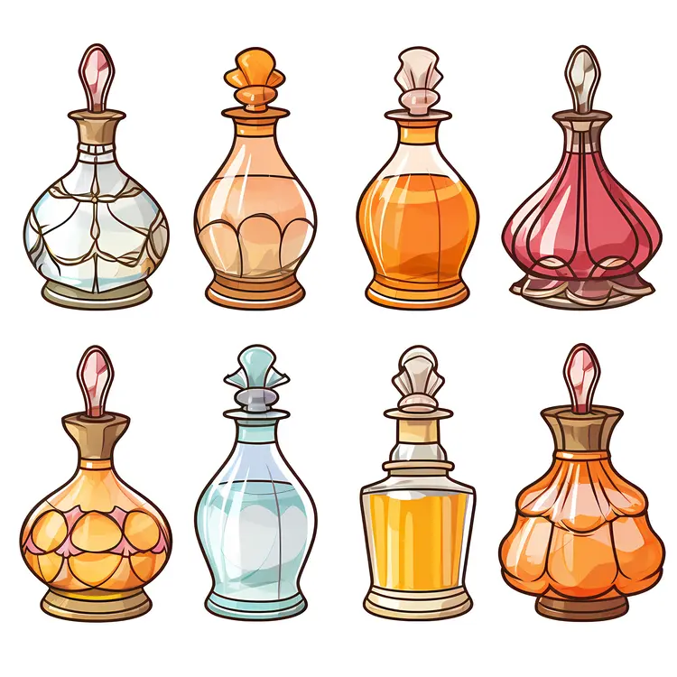 Collection of Colorful Perfume Bottles