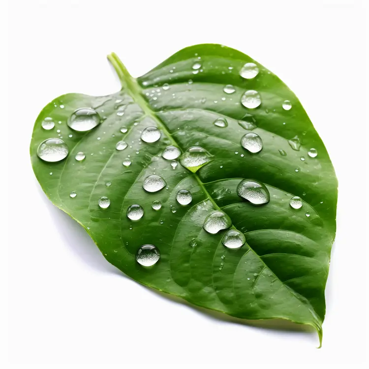 Fresh Green Leaf with Water Droplets