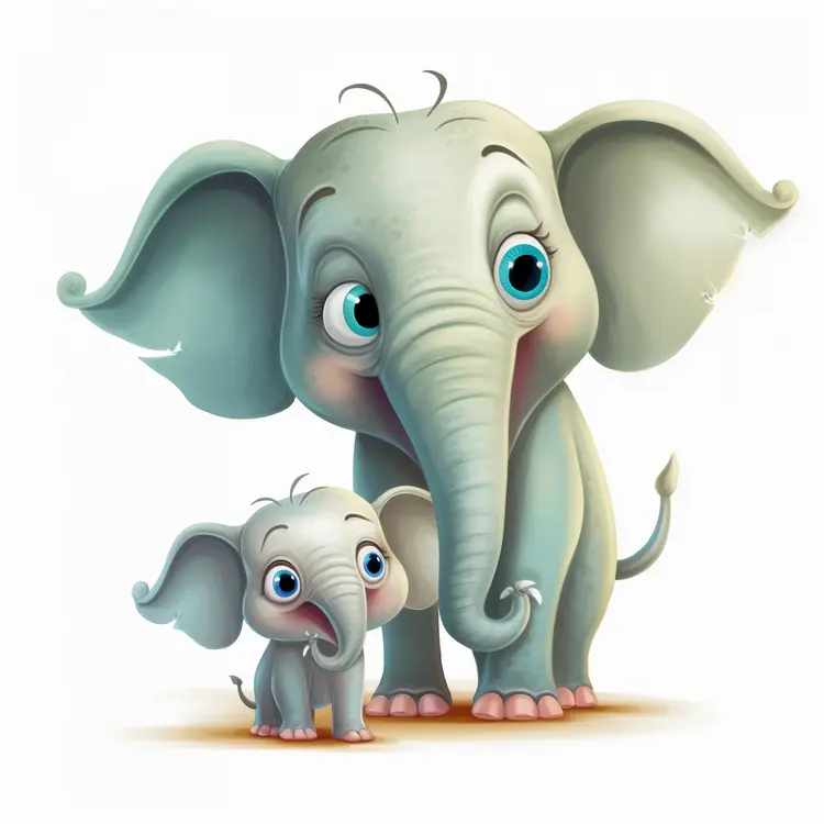 Cute Cartoon Elephants Illustration