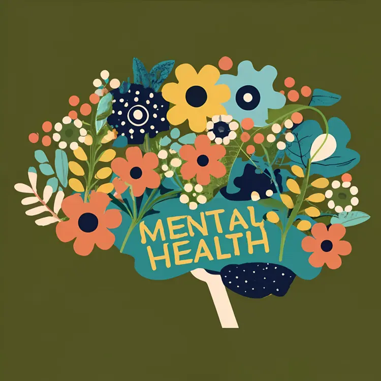 Brain Cartoon Illustration with Mental Health Message