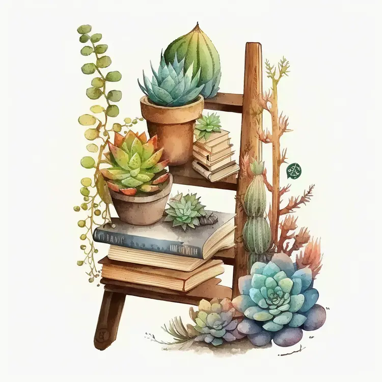 Beautiful Succulent Plants on Wooden Shelf