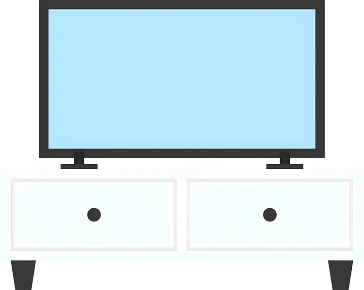 TV on White Stand