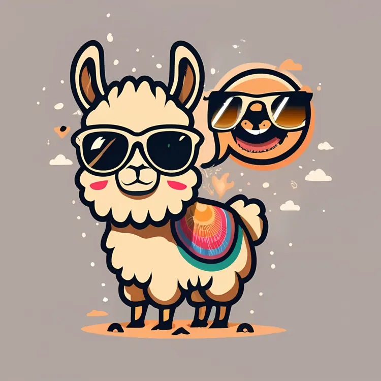 Cool Llama with Sunglasses and Speech Bubble