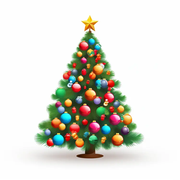 Colorful Ornaments on Christmas Tree