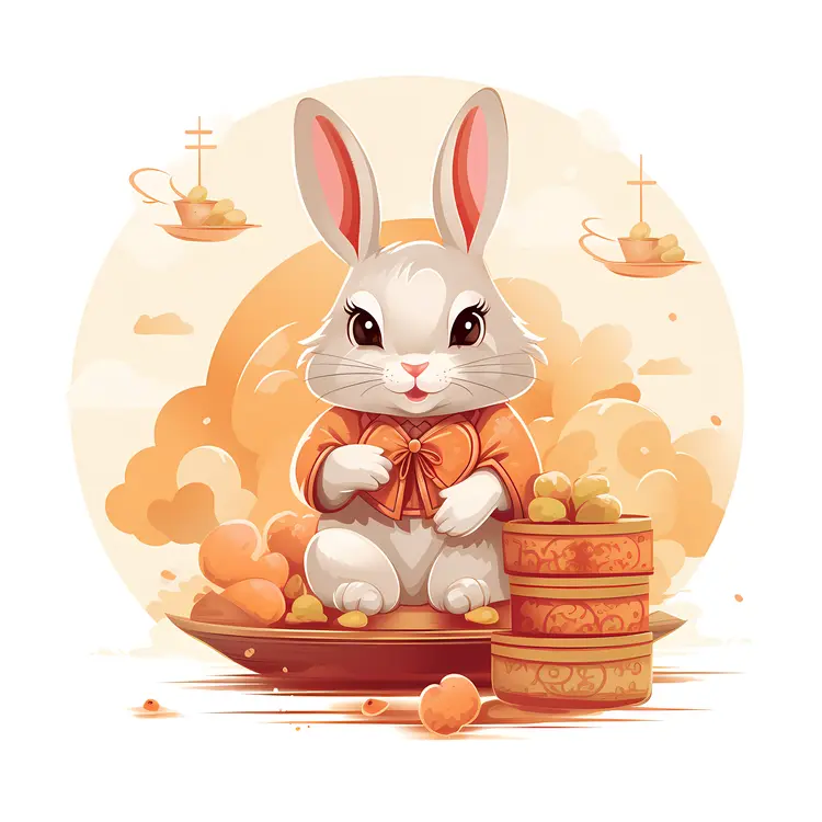 Cute Rabbit with Autumn Treats