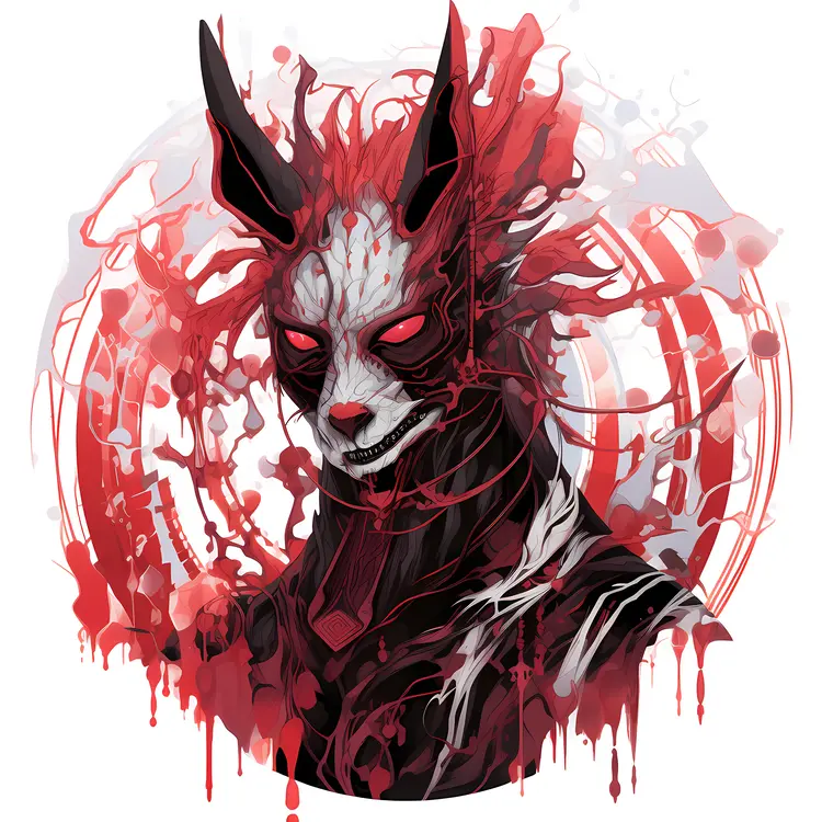 Red Demon Mask Art for Halloween