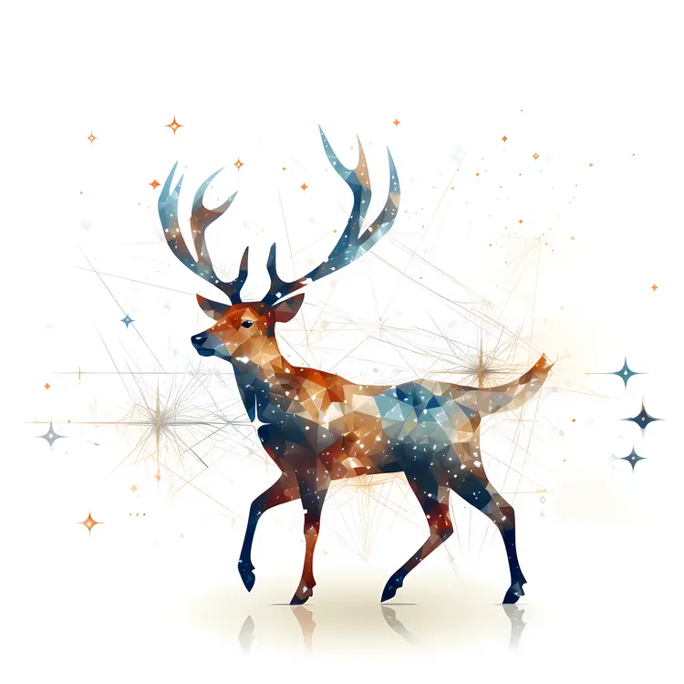 Geometric Deer with Colorful Patterns