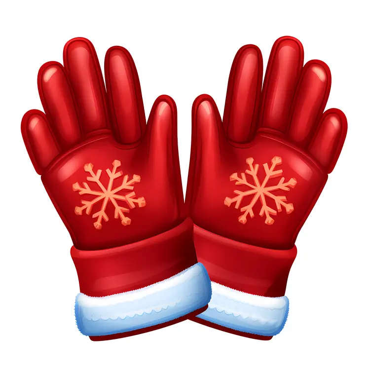 Red Winter Gloves with Snowflake Design