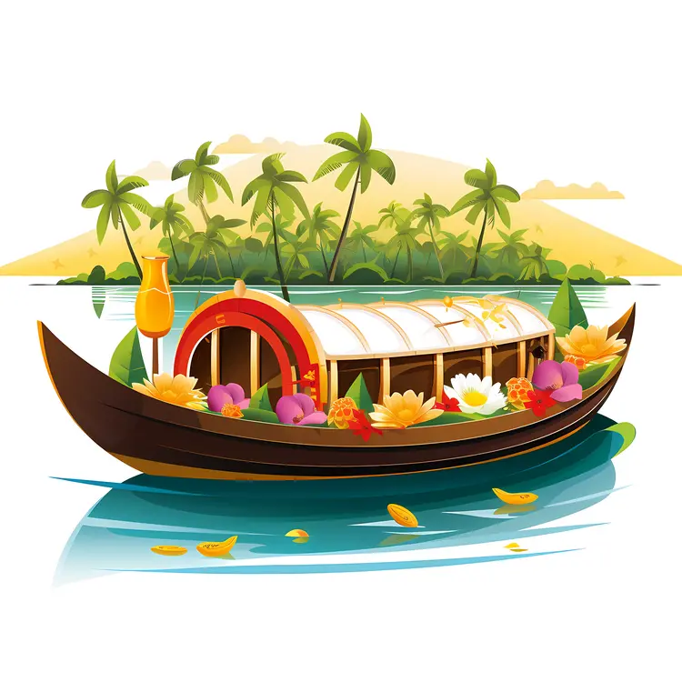 Decorated Boat in Tropical River