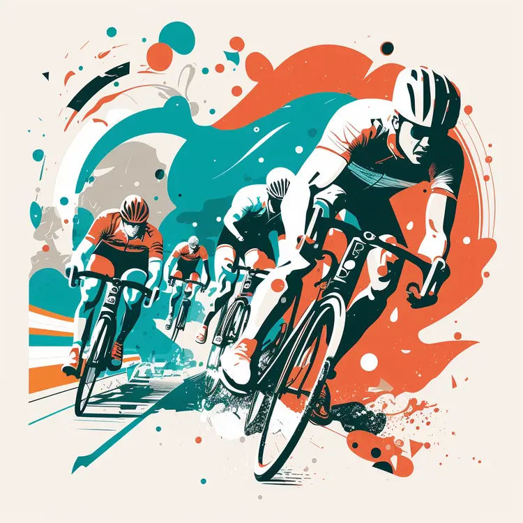 Dynamic Cyclist Illustration in a Race