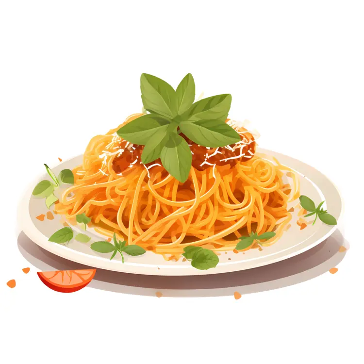 Delicious Spaghetti with Basil and Tomato Garnish