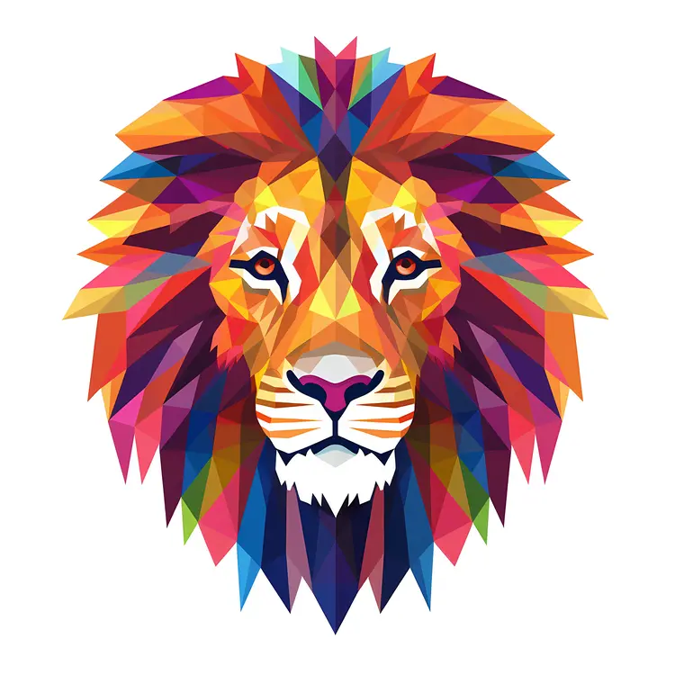 Colorful Geometric Lion Illustration