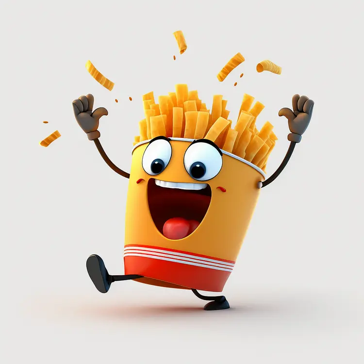 Happy French Fries Cartoon Character