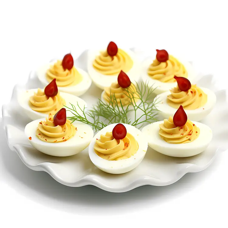Delicious Deviled Eggs with Red Garnish