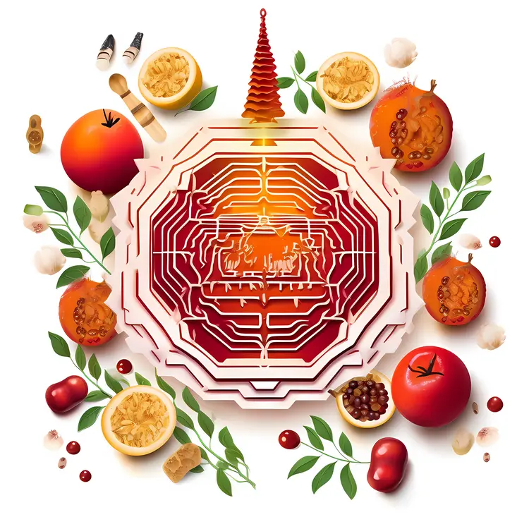 Traditional Red Lantern with Festive Decorations for Chinese New Year