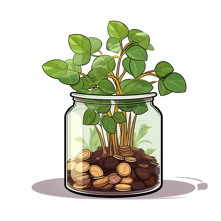 Money Plant in a Jar with Coins