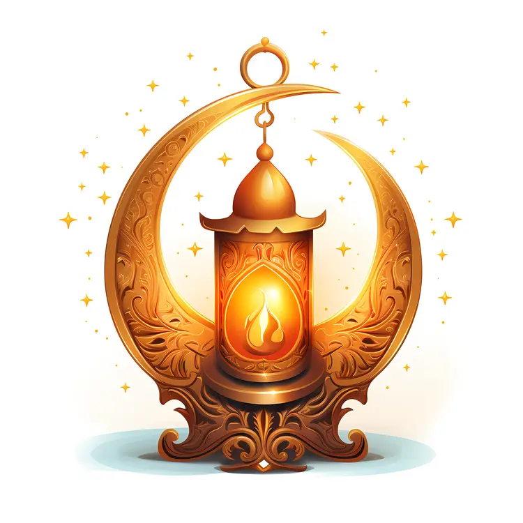 Ornate Lantern with Crescent Moon