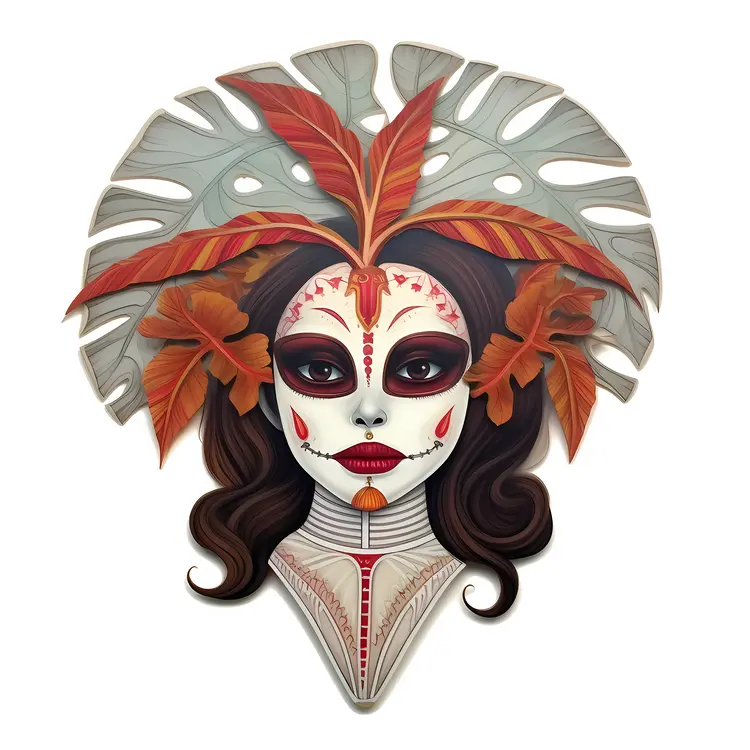 Traditional Sugar Skull Mask for Day of the Dead Celebration
