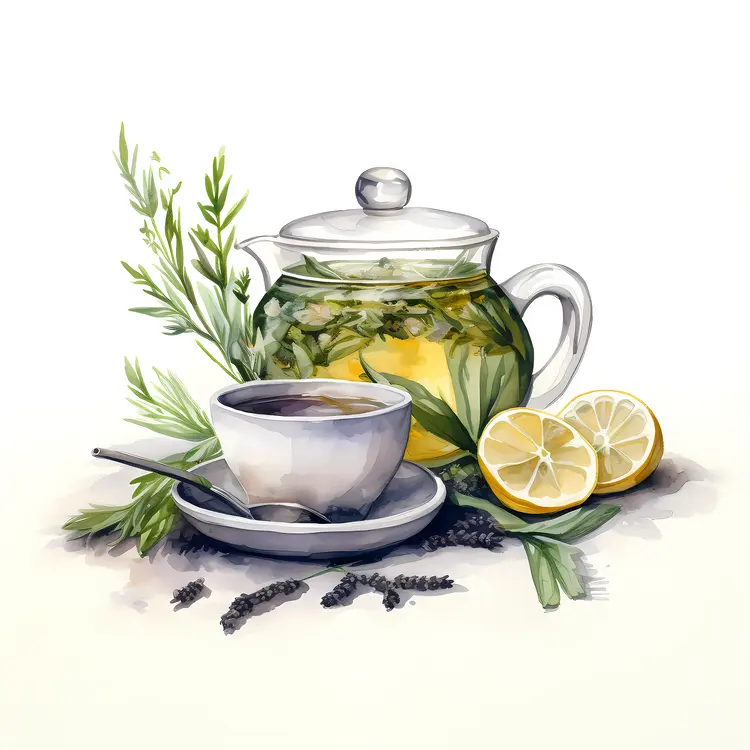 Herbal Tea with Lemon and Fresh Herbs