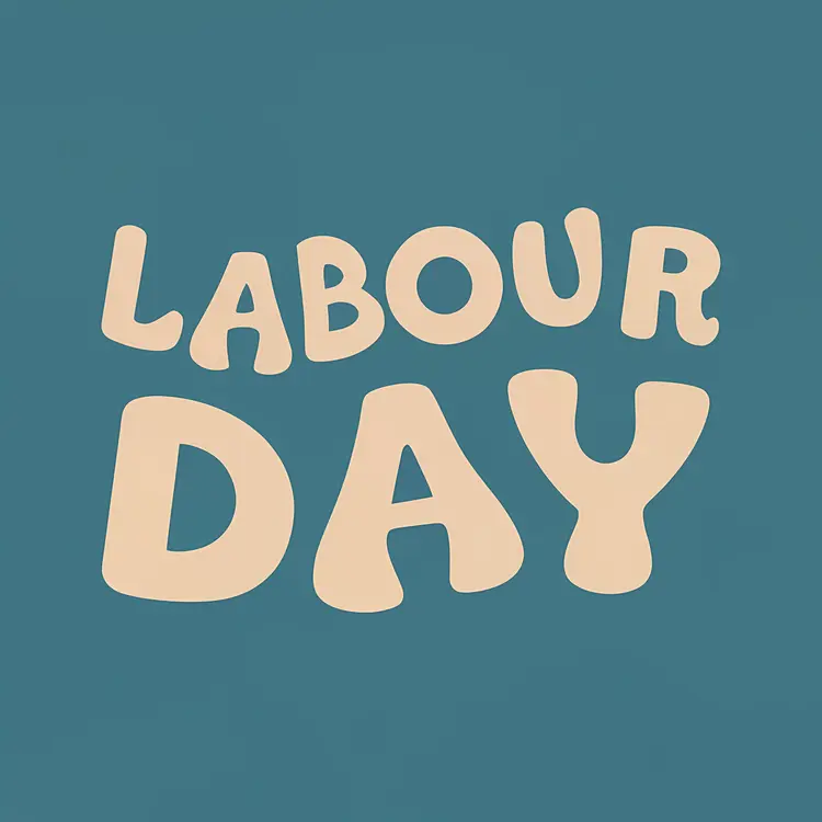 Curved Beige Labour Day Text
