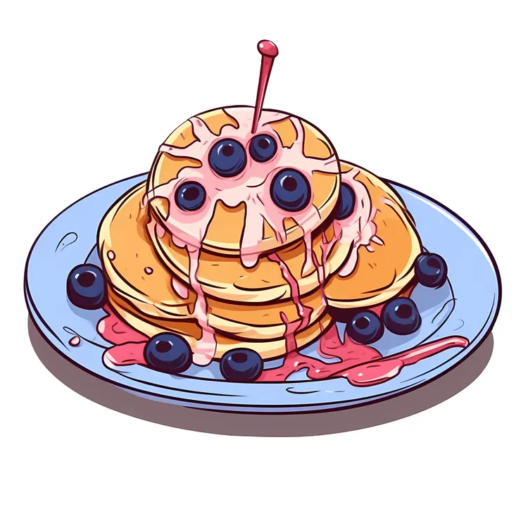 Blueberry Pancakes with Syrup