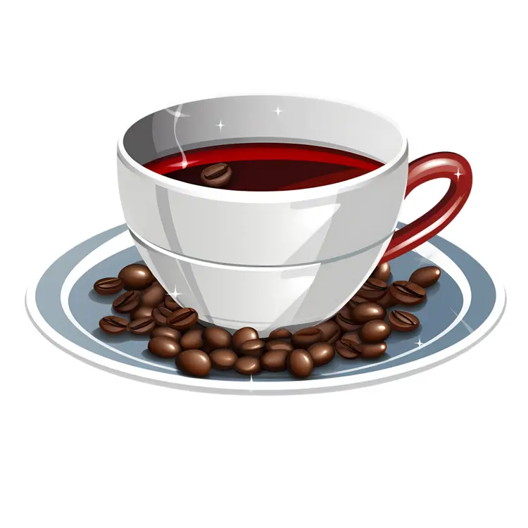White Coffee Cup with Coffee Beans on Saucer