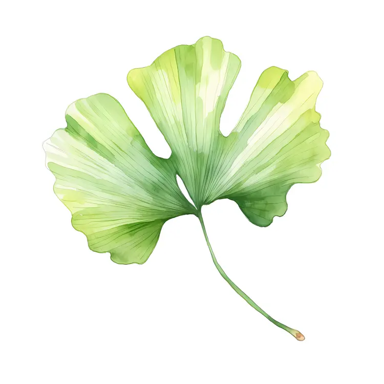 Single Green Ginkgo Leaf