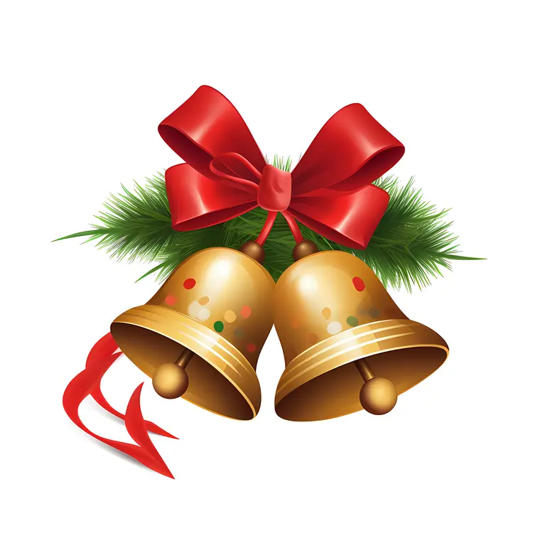 Festive Christmas Bells with Red Bow and Pine
