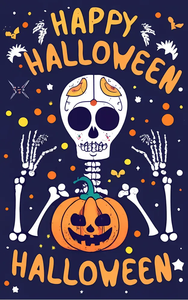 Skeleton and Pumpkin Halloween Greeting
