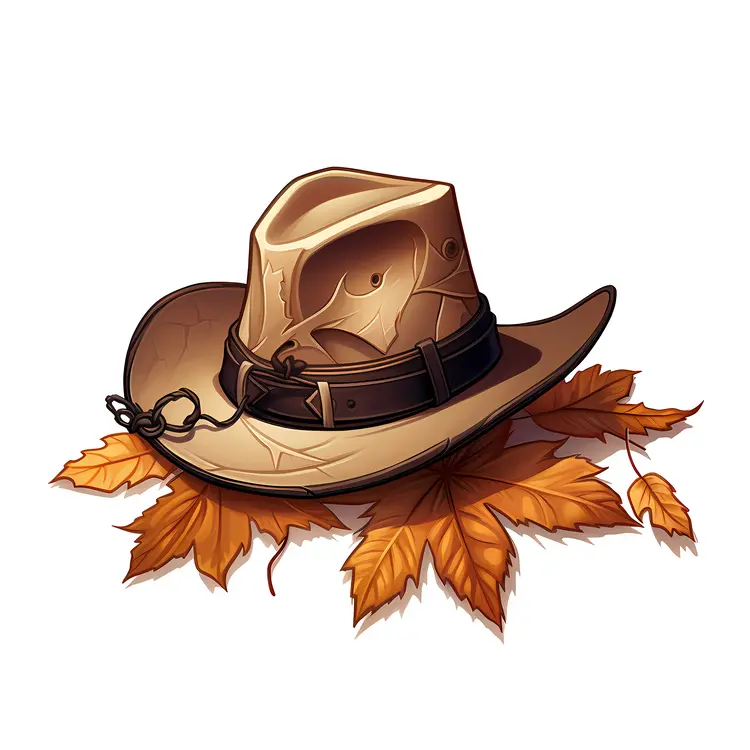 Brown Hat with Autumn Leaves