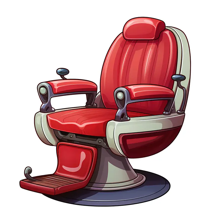 Red Vintage Barber Chair in a Retro Barbershop