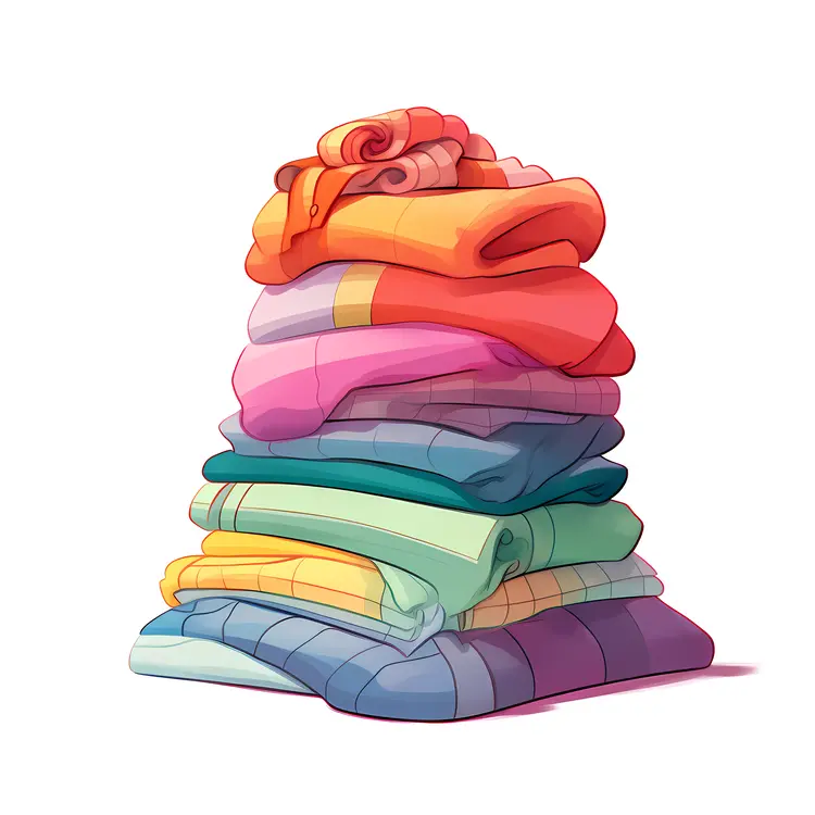 Neatly Stacked Colorful Folded Clothes