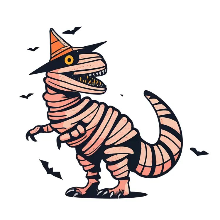 Dinosaur Mummy with Witch Hat