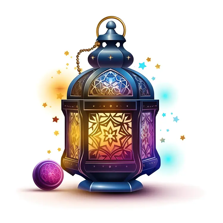 Colorful Lantern with Star Patterns