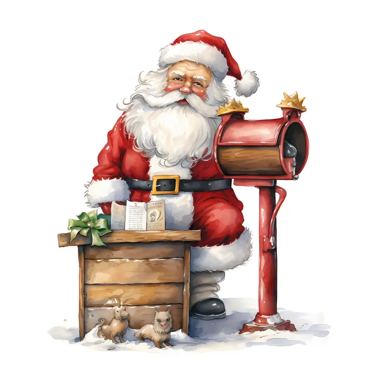 Santa with Mailbox and Gifts