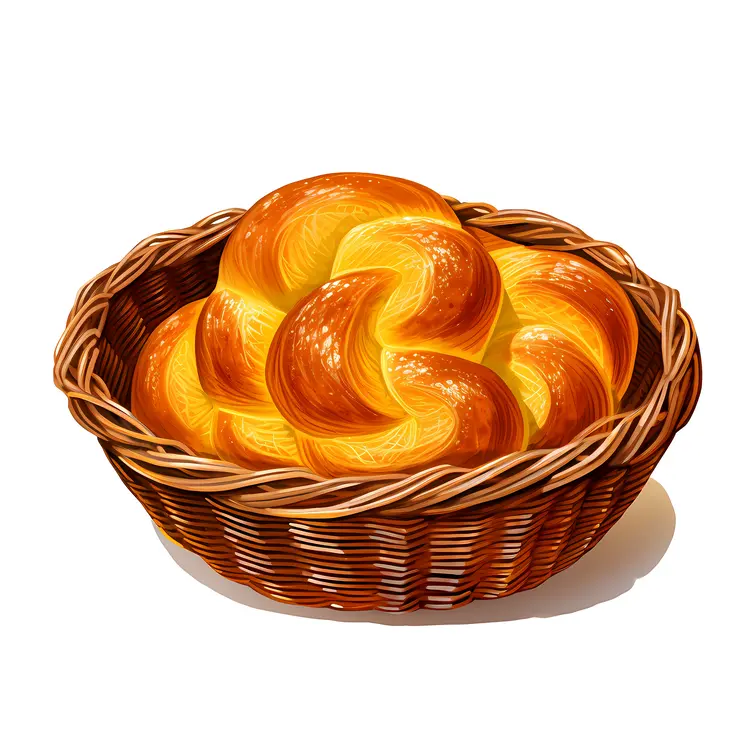 Golden Braided Bread in Basket