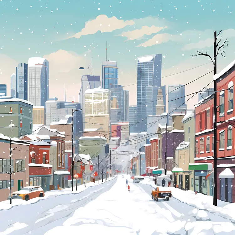 Snowy Cityscape in Winter