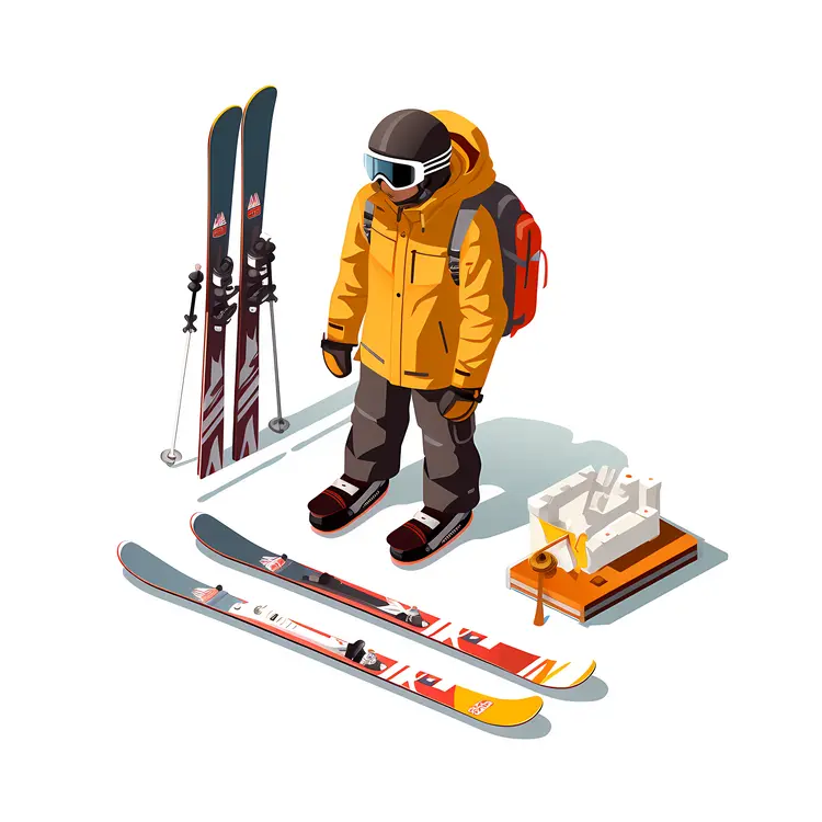 Skiing Person with Equipment