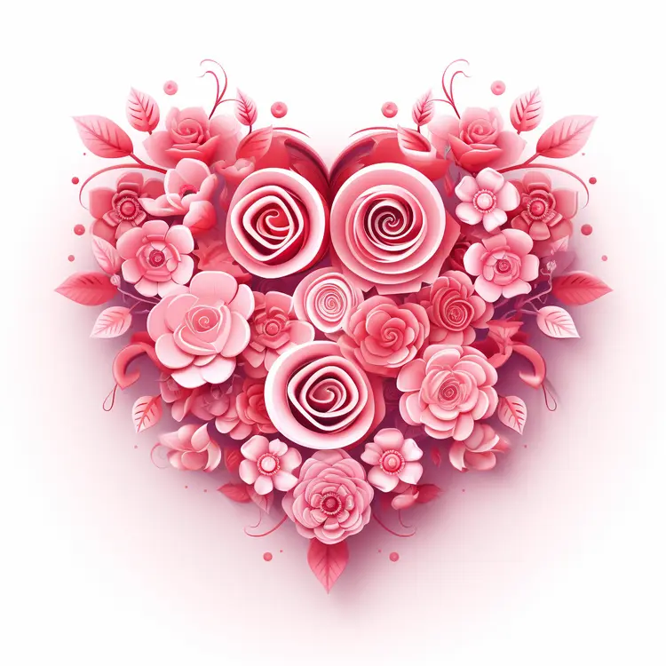 Heart with Pink Flowers for Valentine's Day