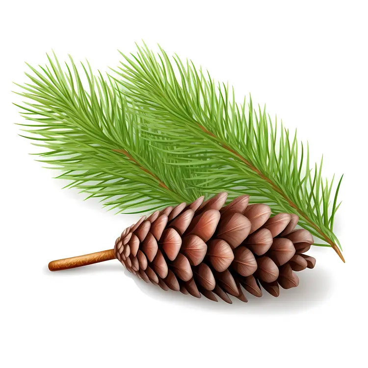 Pine Cone and Needles Illustration for Christmas Decor