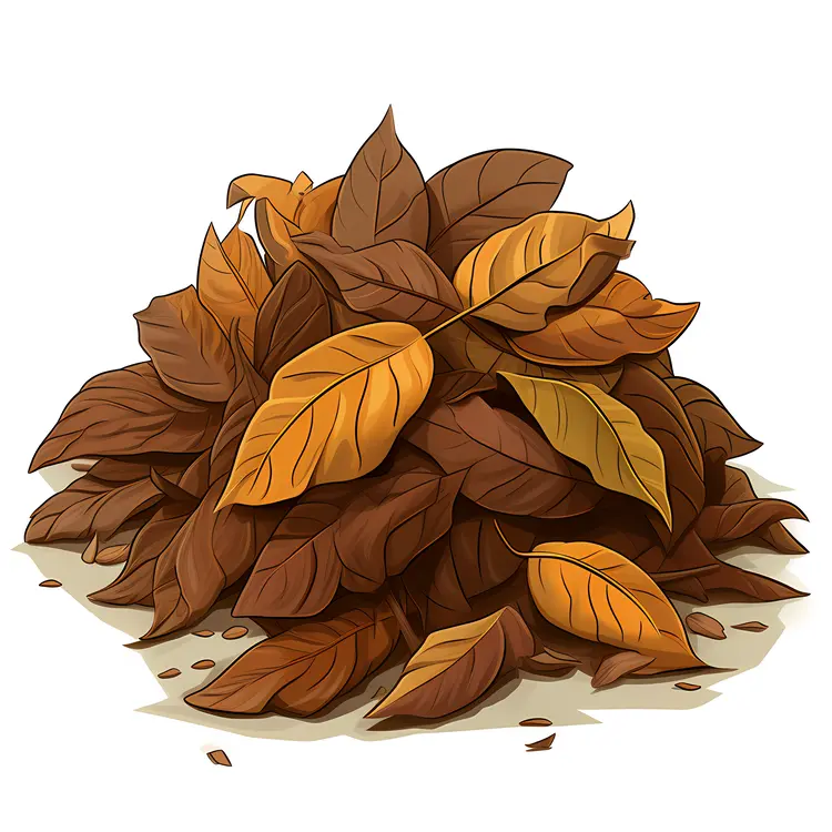 Pile of Brown Leaves in Autumn