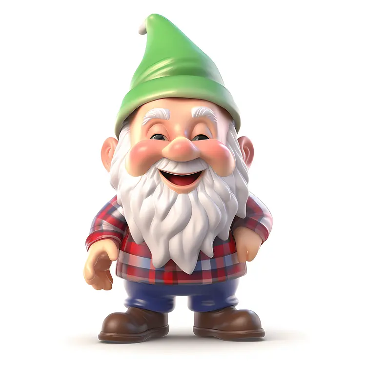Christmas Gnome with Green Hat and Plaid Shirt
