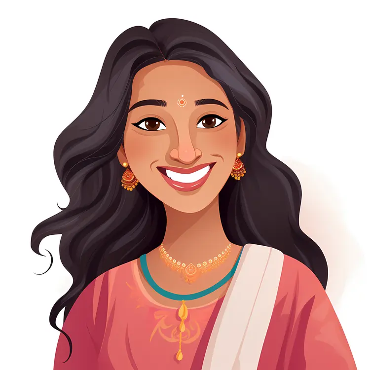 Smiling Woman in Traditional Attire with Jewelry