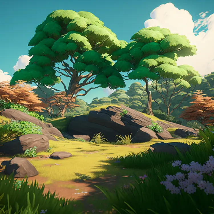 Beautiful Forest Landscape with Lush Green Trees
