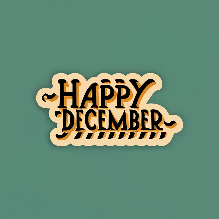 Vintage Happy December Text