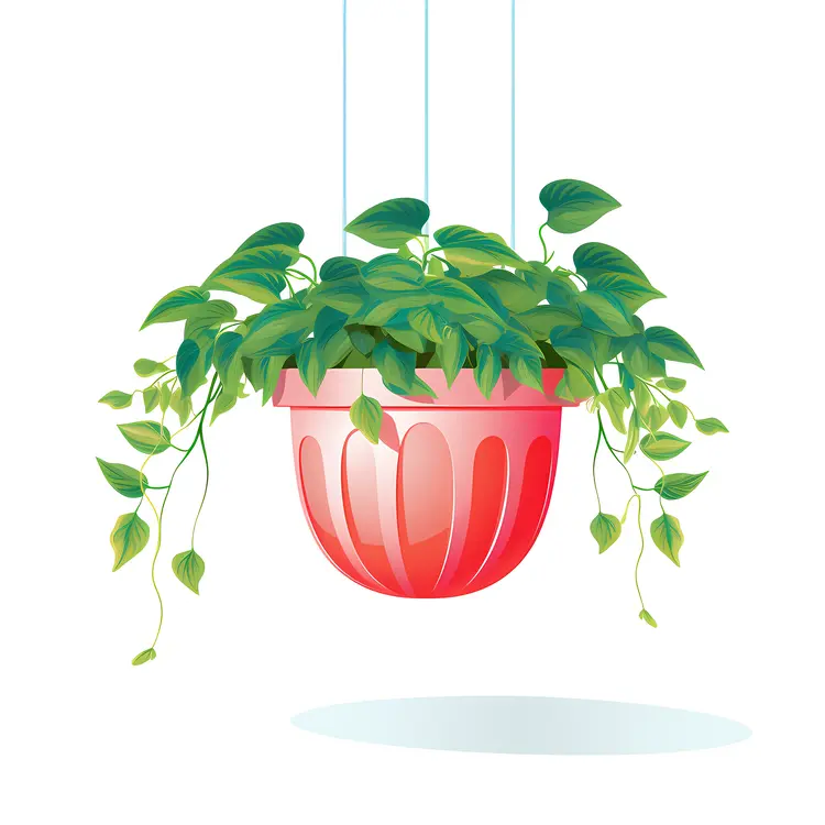 Green Hanging Plant in Red Pot