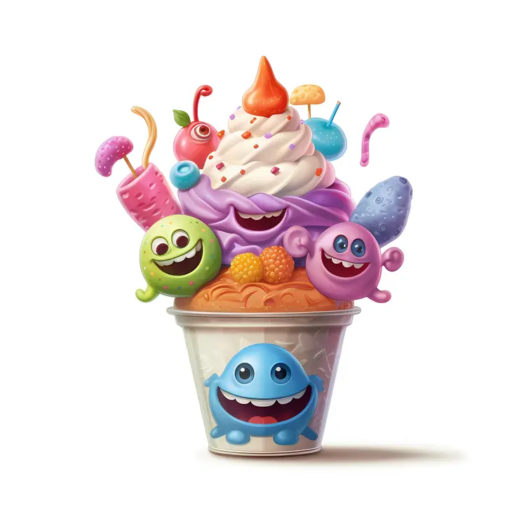 Fun and Colorful Cartoon Ice Cream Cup